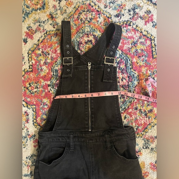 Levi’s black denim overalls zip front retro women’s size 27 - Picture 6 of 8